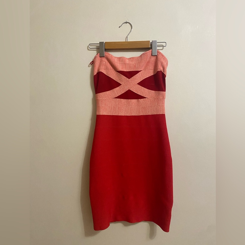 Guess strapless red mini dress